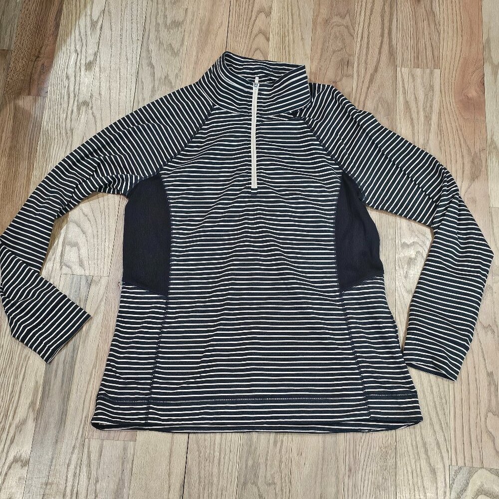 T by Talbots Striped Quarter Zip Pullover – Size Medium – UPF 50+